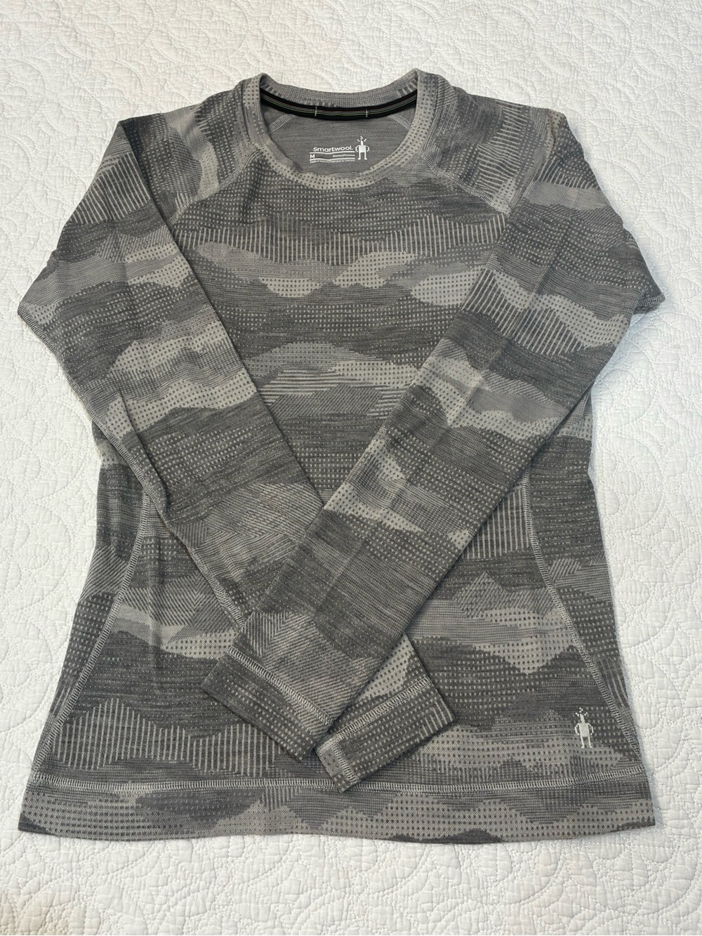 Smartwool Intraknit Merino 200 Pattern Crew Base Layer Women M Gray Mountain